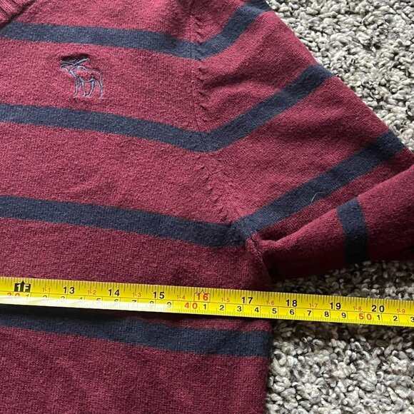 Y2K Abercrombie & Fitch Burgundy Striped L/S Top Wmn Med Preppy Grunge Comfy - Picture 4 of 5